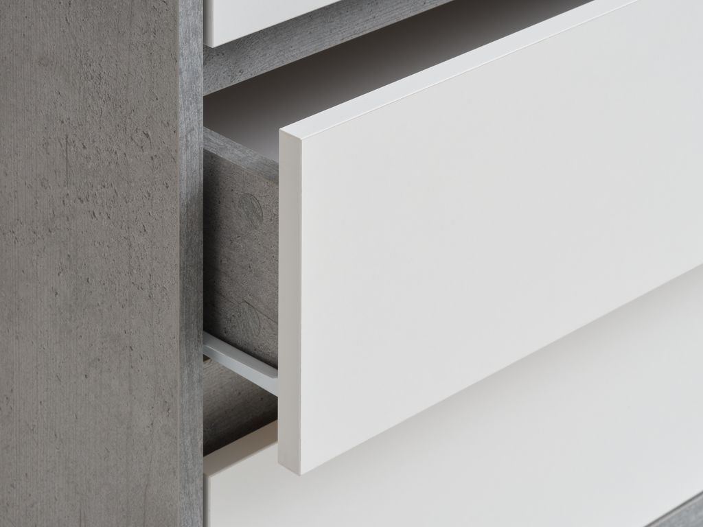 3+3 drawer chest BILLUND white/concrete - JYSK
