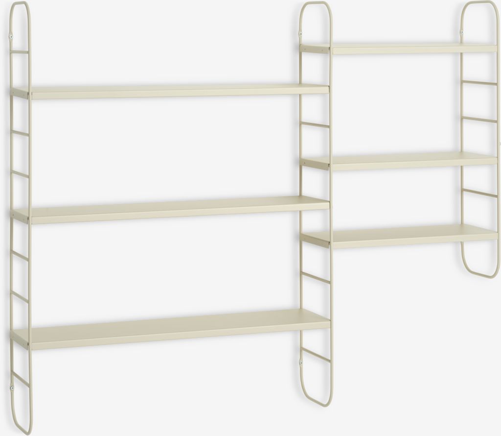 Wall shelf VANDRUP 6 adjustable shelves beige - JYSK