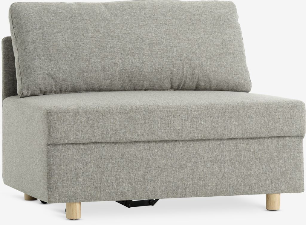 Sofa bed OLSTRUP 1.5-seater grey fabric/oak colour - JYSK