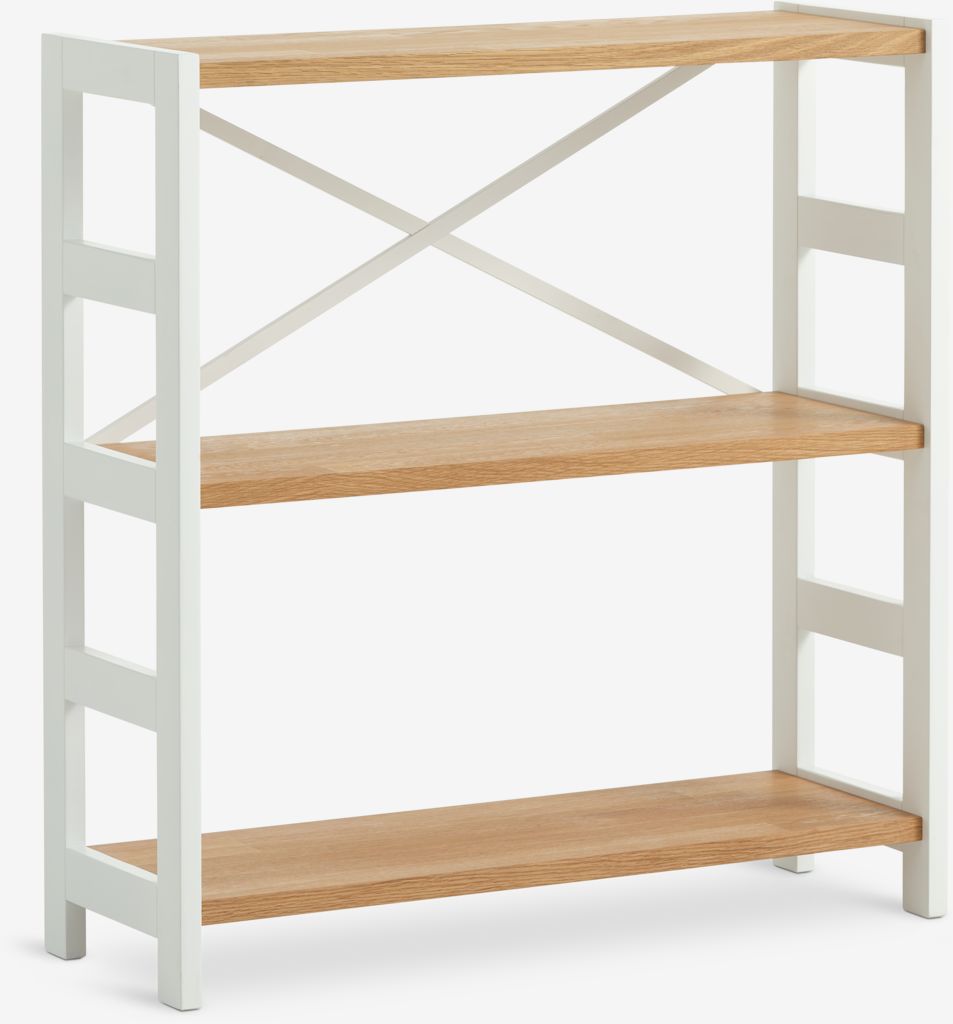 Shelving unit INTRUP wide 3 shelves white/oak - JYSK