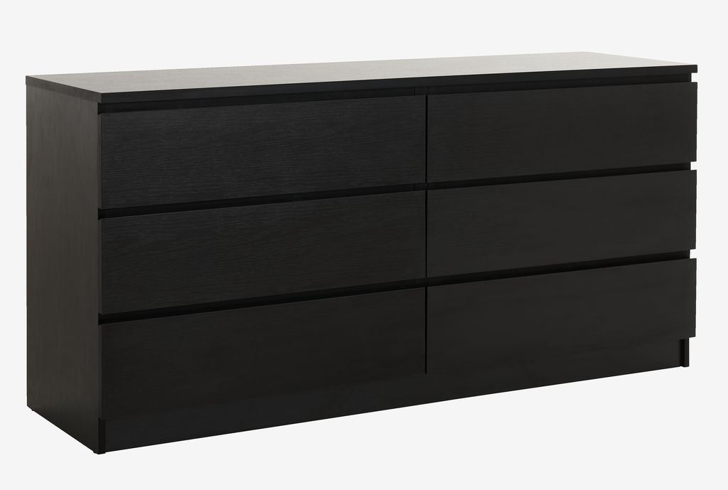 3+3 drawer chest LIMFJORDEN black - JYSK