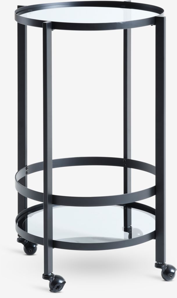 Trolley SORTEBRO 2 shelves black/glass - JYSK