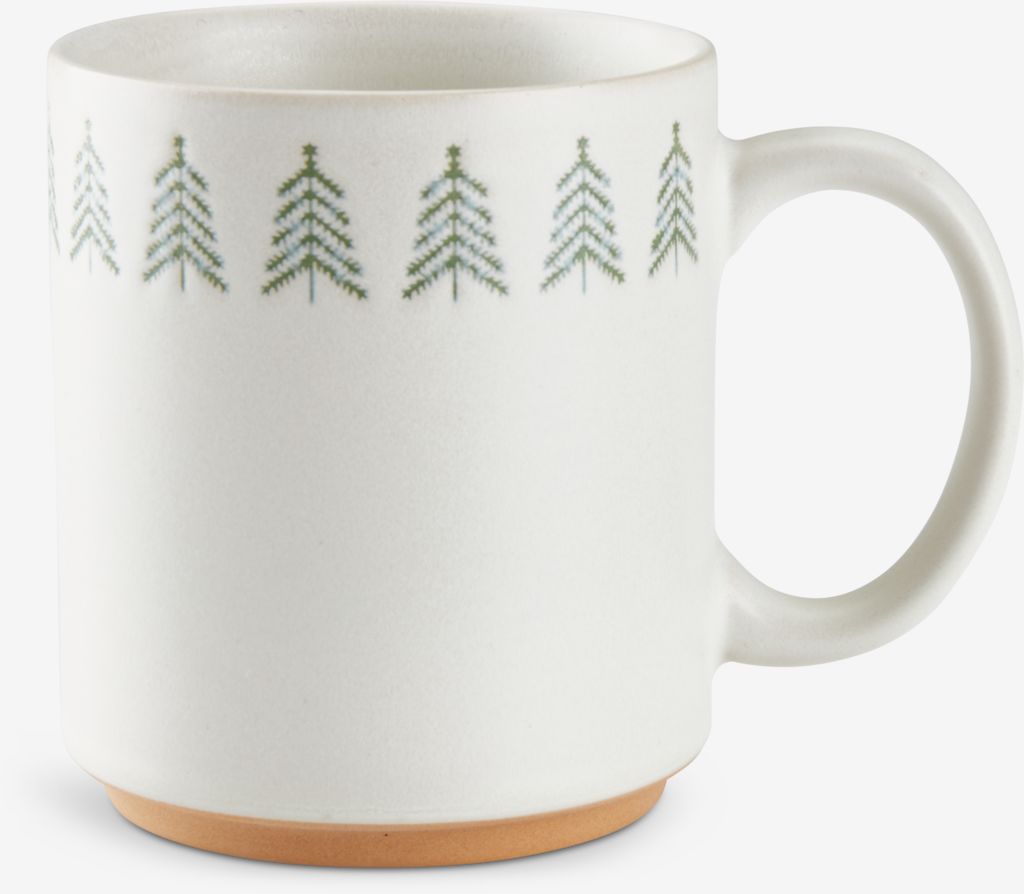 Mug FREKI D8xH10cm stoneware 38cl white and green - JYSK
