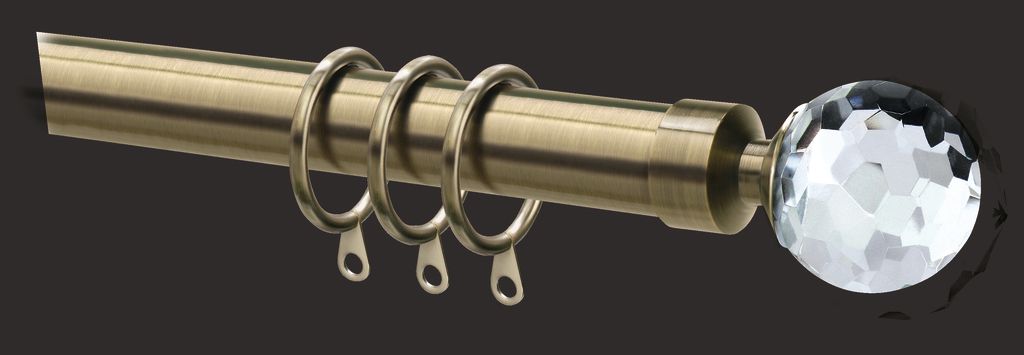 Curtain pole PRESTINE CRYSTAL 170-300cm antique brass - JYSK