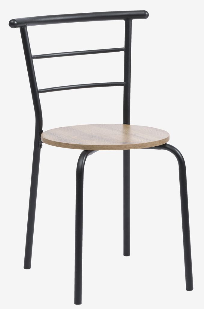 Dining chair GADSTRUP black/oak colour - JYSK