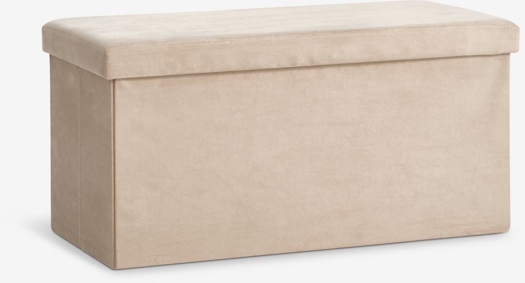 Pouffe AUNING 76x38 w/storage dark sand velvet - JYSK