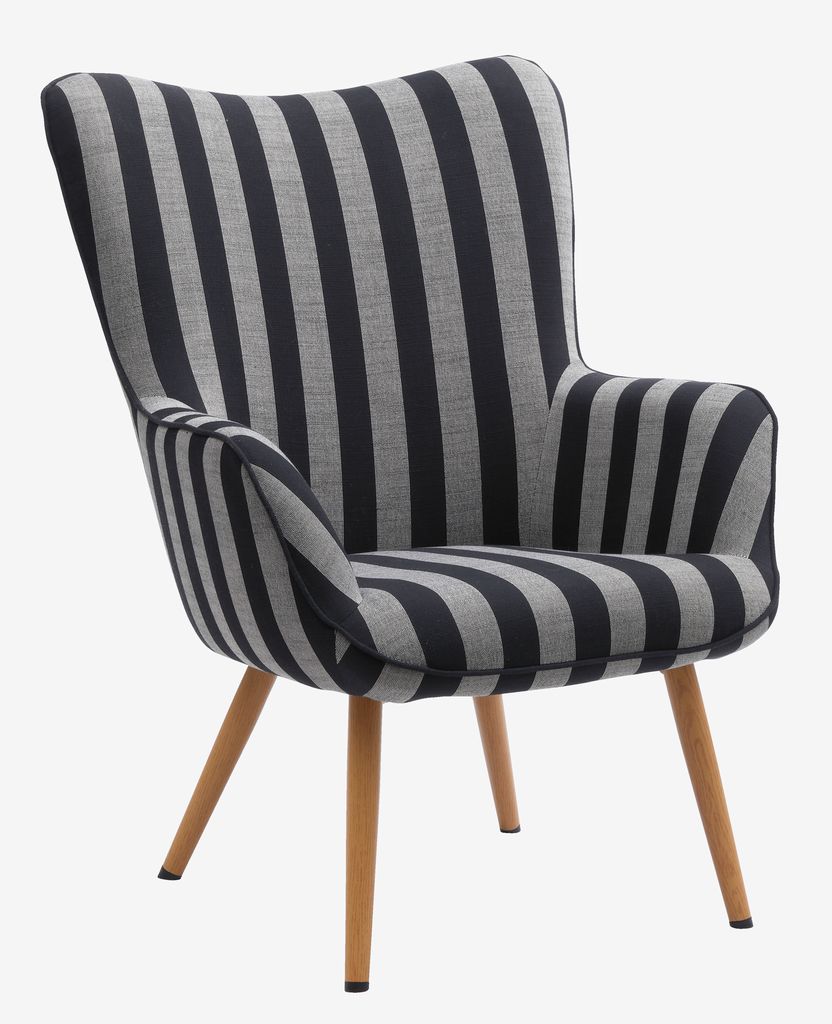 Armchair SIMESTED striped black/beige fabric - JYSK