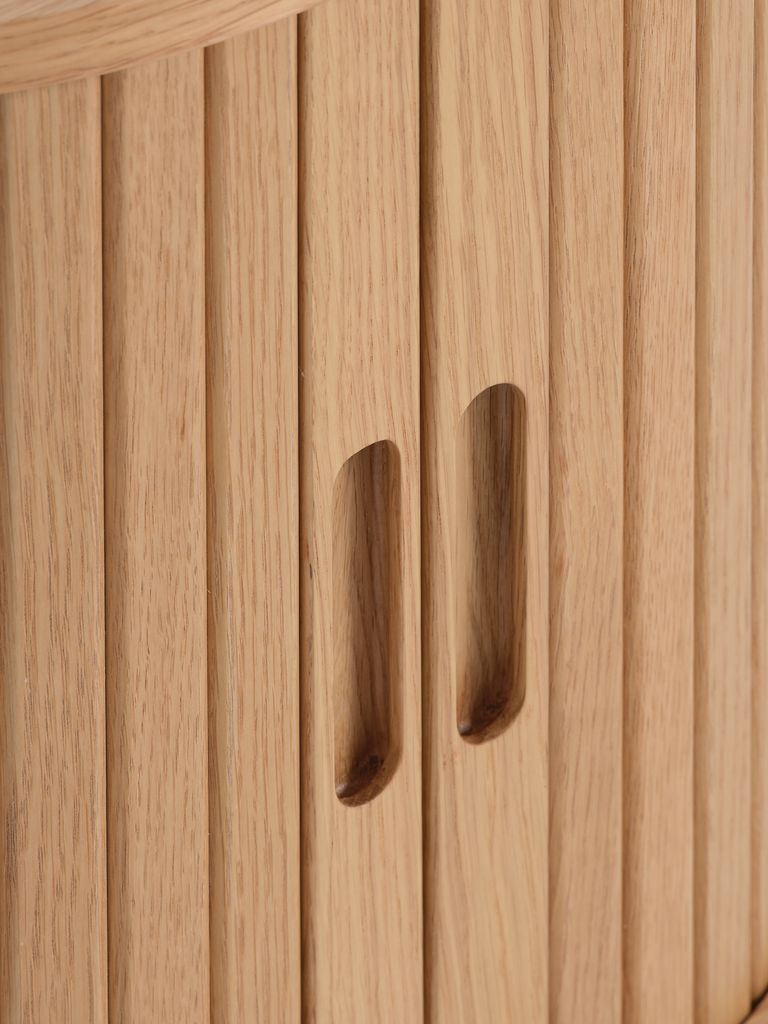 Bedside table LYNGVIG 2 tambour doors natural oak - JYSK