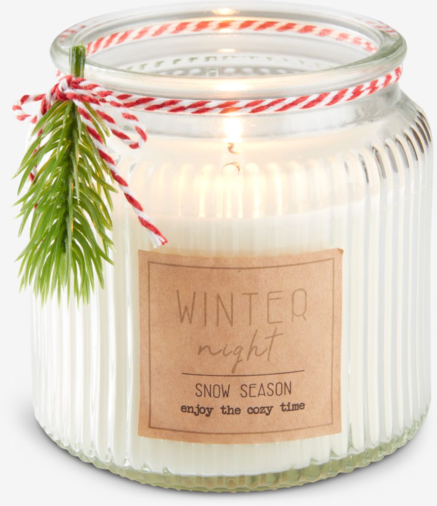 Candle AMMONIT D10xH10cm white with decoration - JYSK