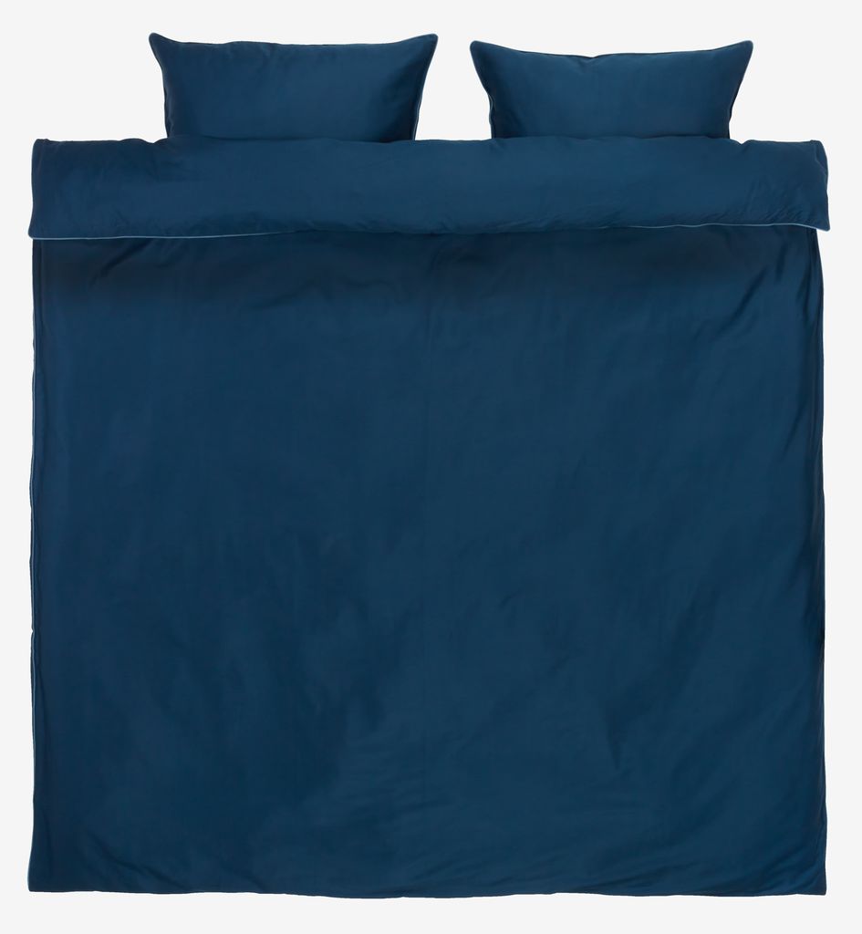 Sateen duvet cover set SANNA Double dark blue - JYSK