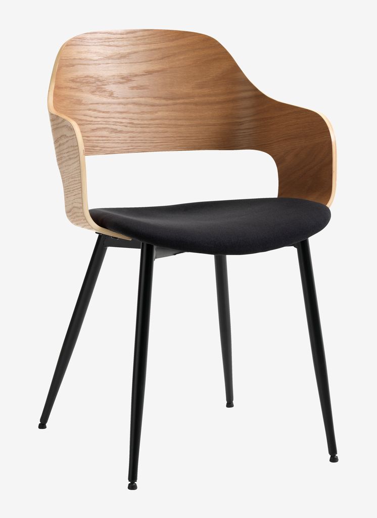Dining chair HVIDOVRE oak/black fabric - JYSK