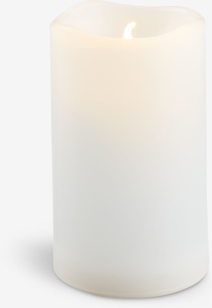LED pillar candle SOREN D6xH9cm white - JYSK
