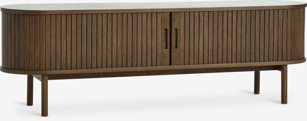 TV bench LYNGVIG 160cm 2 tambour doors dark oak - JYSK