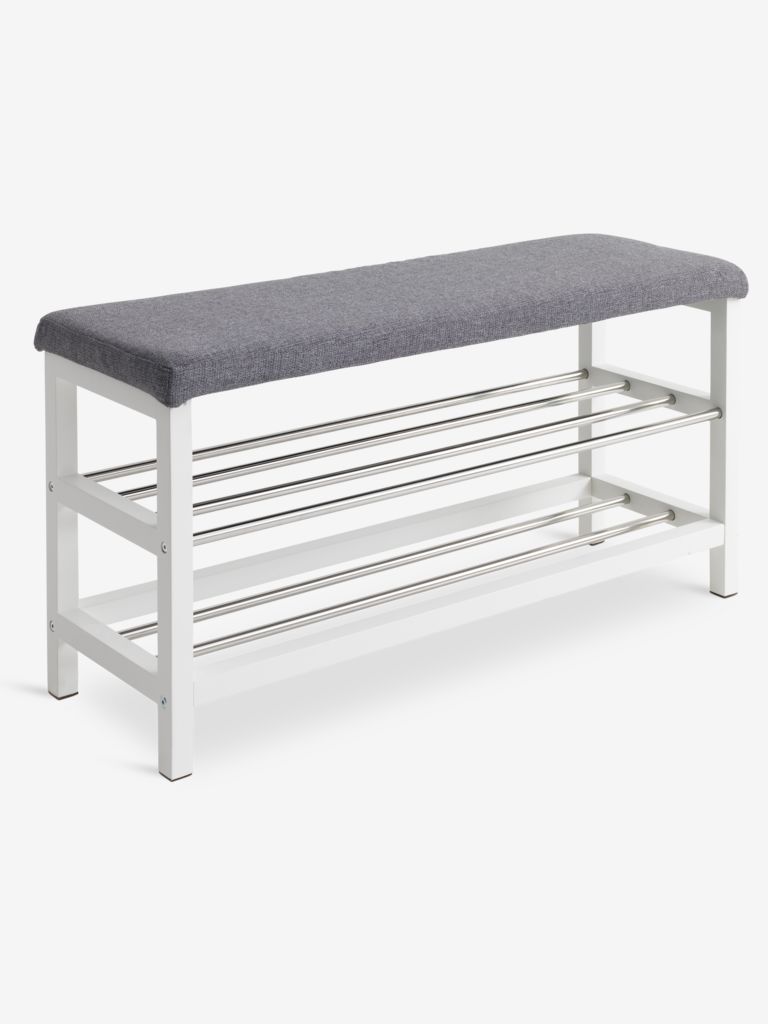 Bench EGESKOV w/shoe shelves steel/white - JYSK