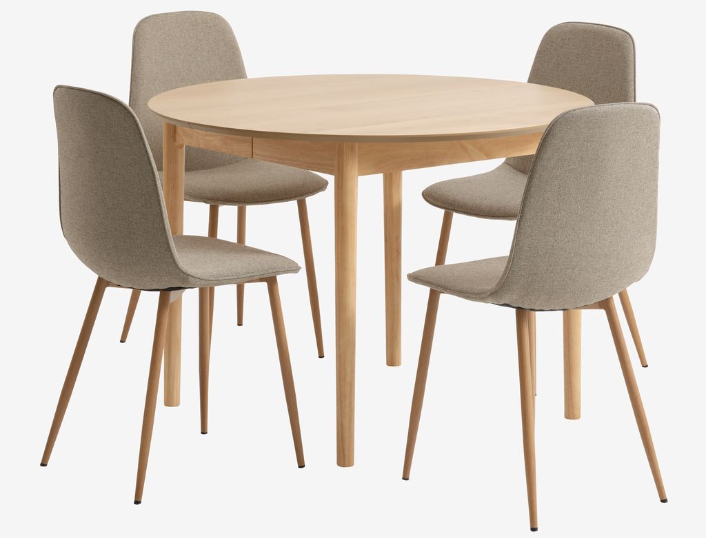MARSTRAND D110 table oak + 4 UK BISTRUP chairs sand - JYSK