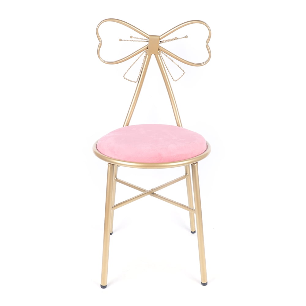 Lowest Prices - Vanity Chair, Pink Bow Backrest Velvet Makeup Chair Stool Lounge Dresser Seat for Bedroom Dressing Room Pink Gold - JYSK