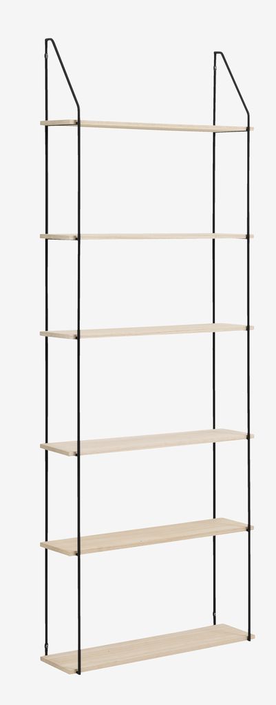 Wall shelf HEJLSMINDE 6 shelves black/natural - JYSK