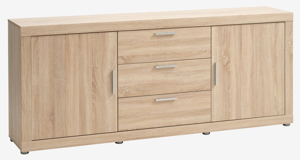 Sideboard RINDSHOLM 2 doors 3 drawers oak colour - JYSK