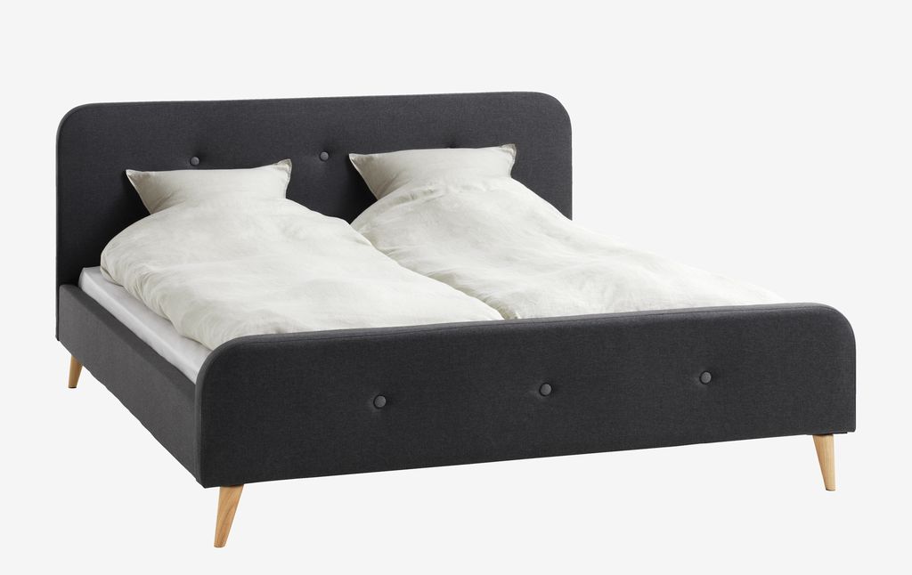 Bed frame KONGSBERG Double grey fabric - JYSK