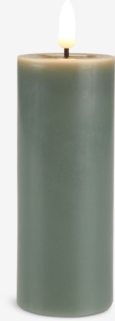 LED candle FALAR D5xH15cm green with timer - JYSK