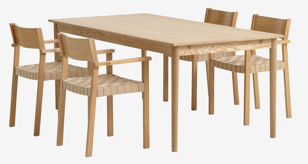 MARSTRUP L190/280 table oak + 4 VADEHAVET chairs oak - JYSK