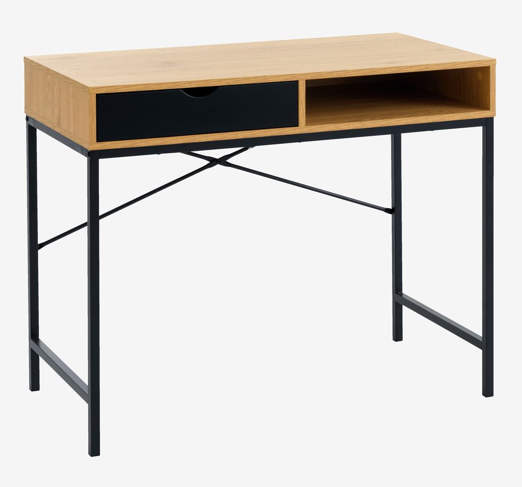 Desk TRAPPEDAL 48x95 oak/black - JYSK