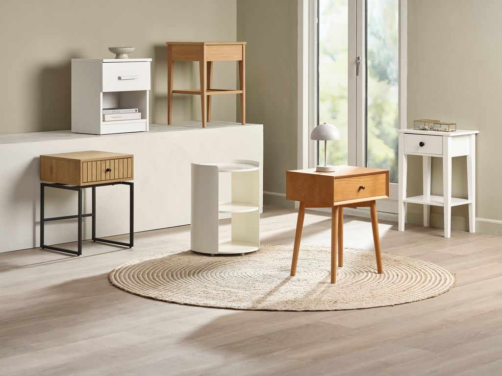 Bedside table TAPDRUP 1 drawer white - JYSK