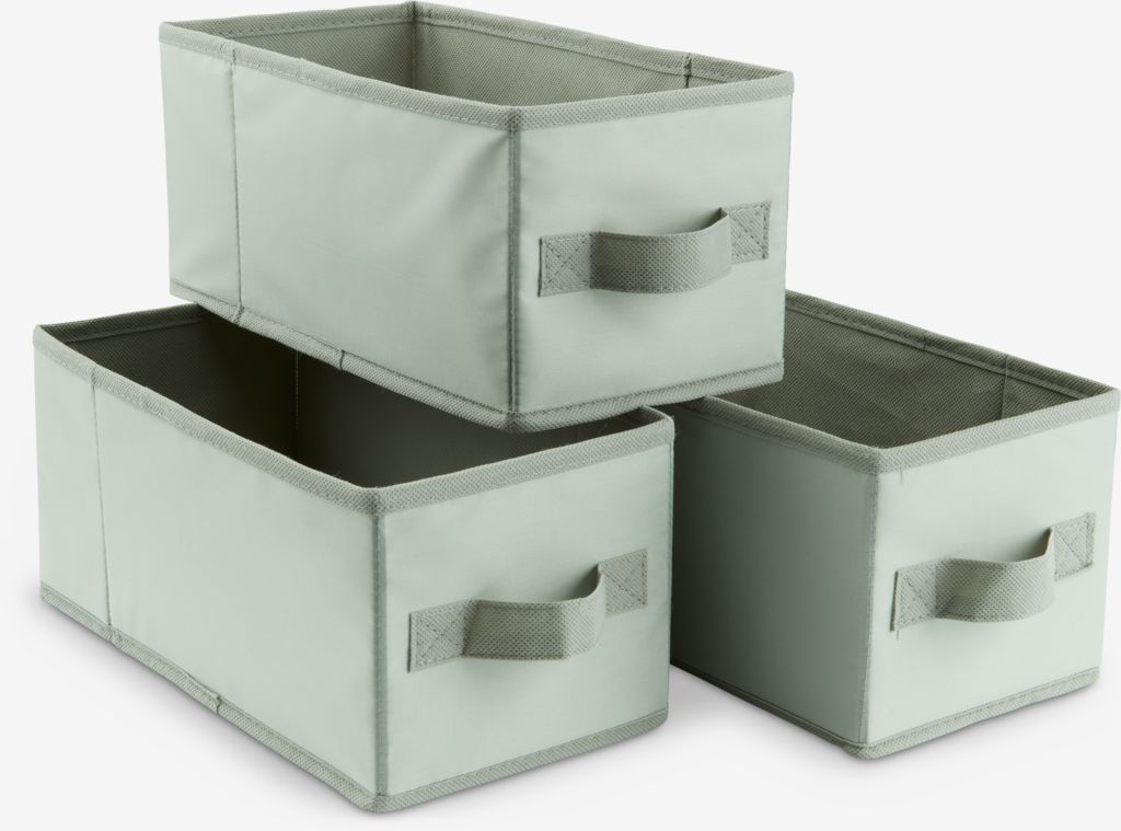 Basket ALBAN W14xL28xH13cm set of 3 light green - JYSK