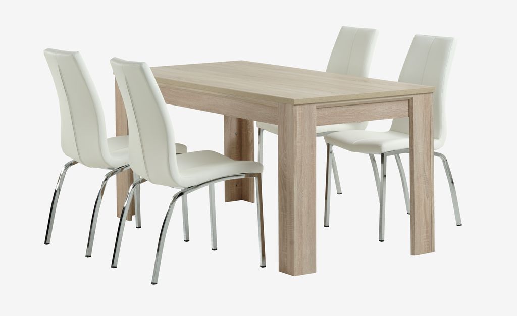 HASLUND L160 table oak + 4 HAVNDAL charis white - JYSK