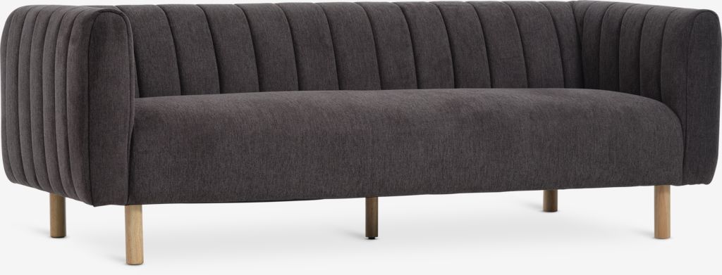 Sofa MAGLEBY 3 seater dark brown fabric/oak colour - JYSK
