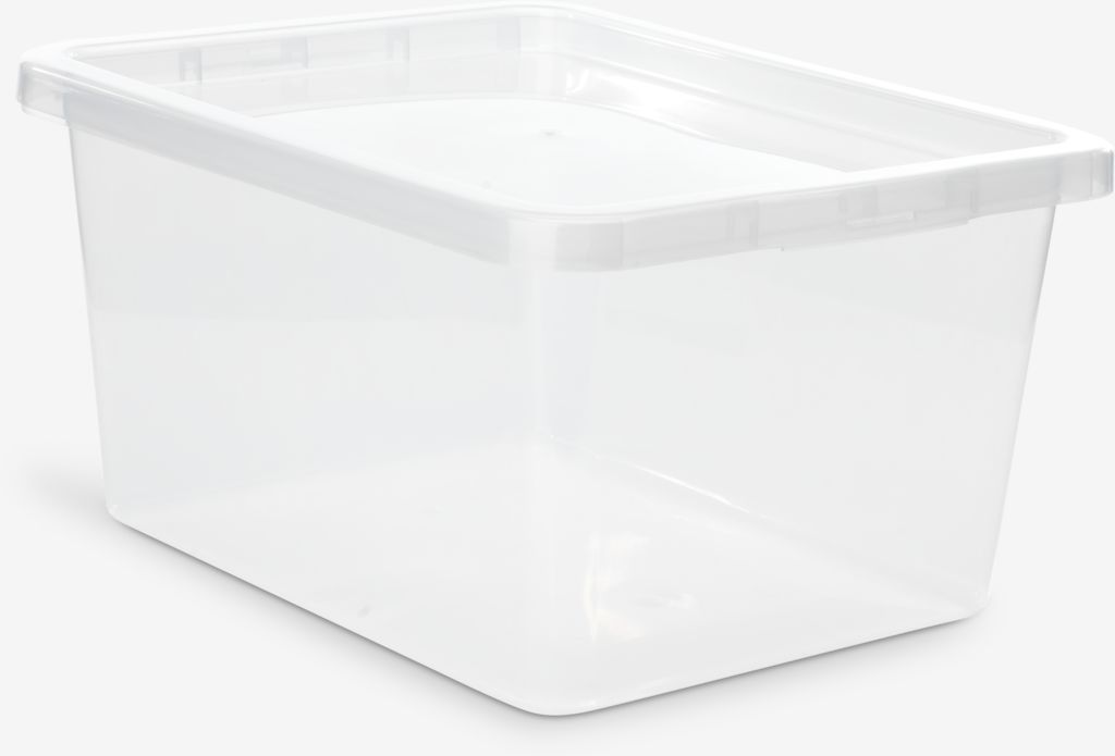 Storage box BASIC BOX 20L w/lid transparent - JYSK