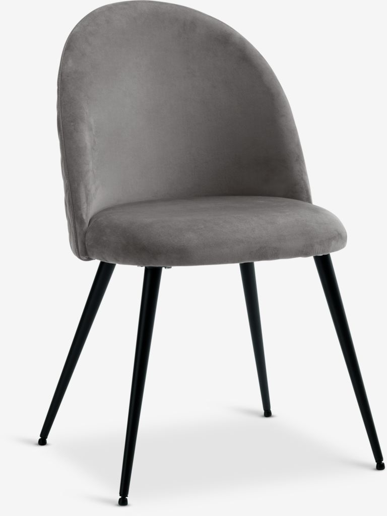 Dining chair KOKKEDAL velvet grey/black - JYSK