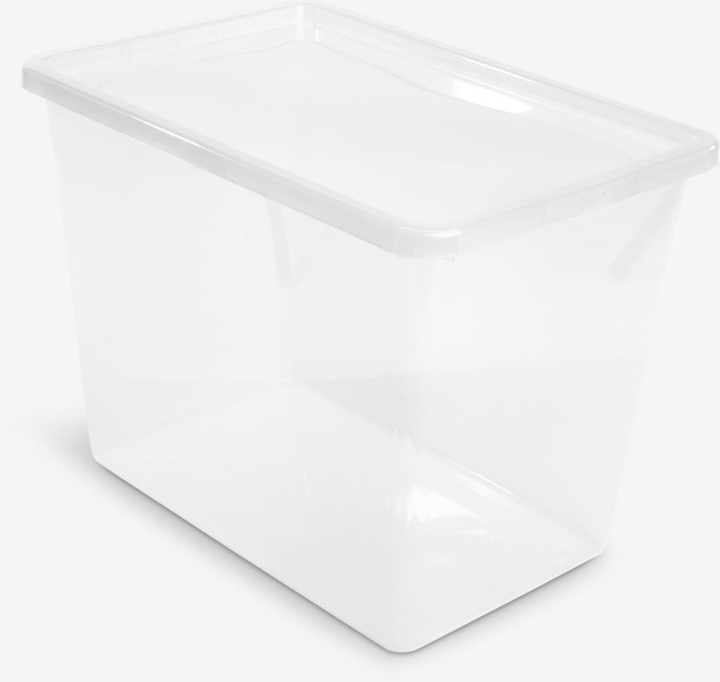 Storage BOX BASIC BOX 80L w/lid transparent - JYSK