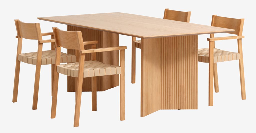 VESTERBORG L200 table oak + 4 VADEHAVET chairs oak - JYSK