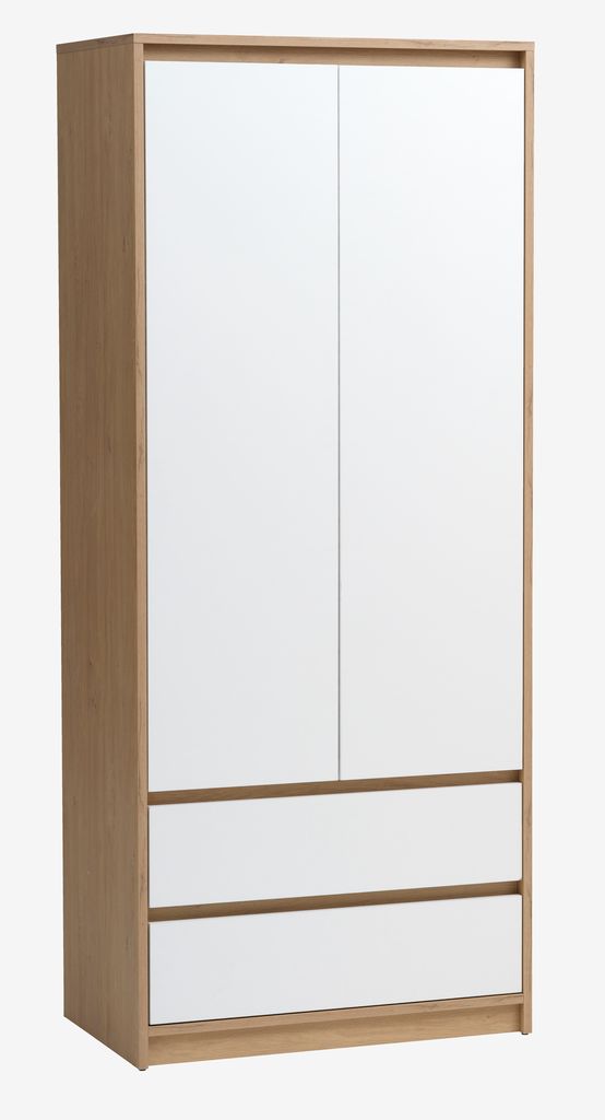 Wardrobe BILLUND 80x193 white/oak - JYSK