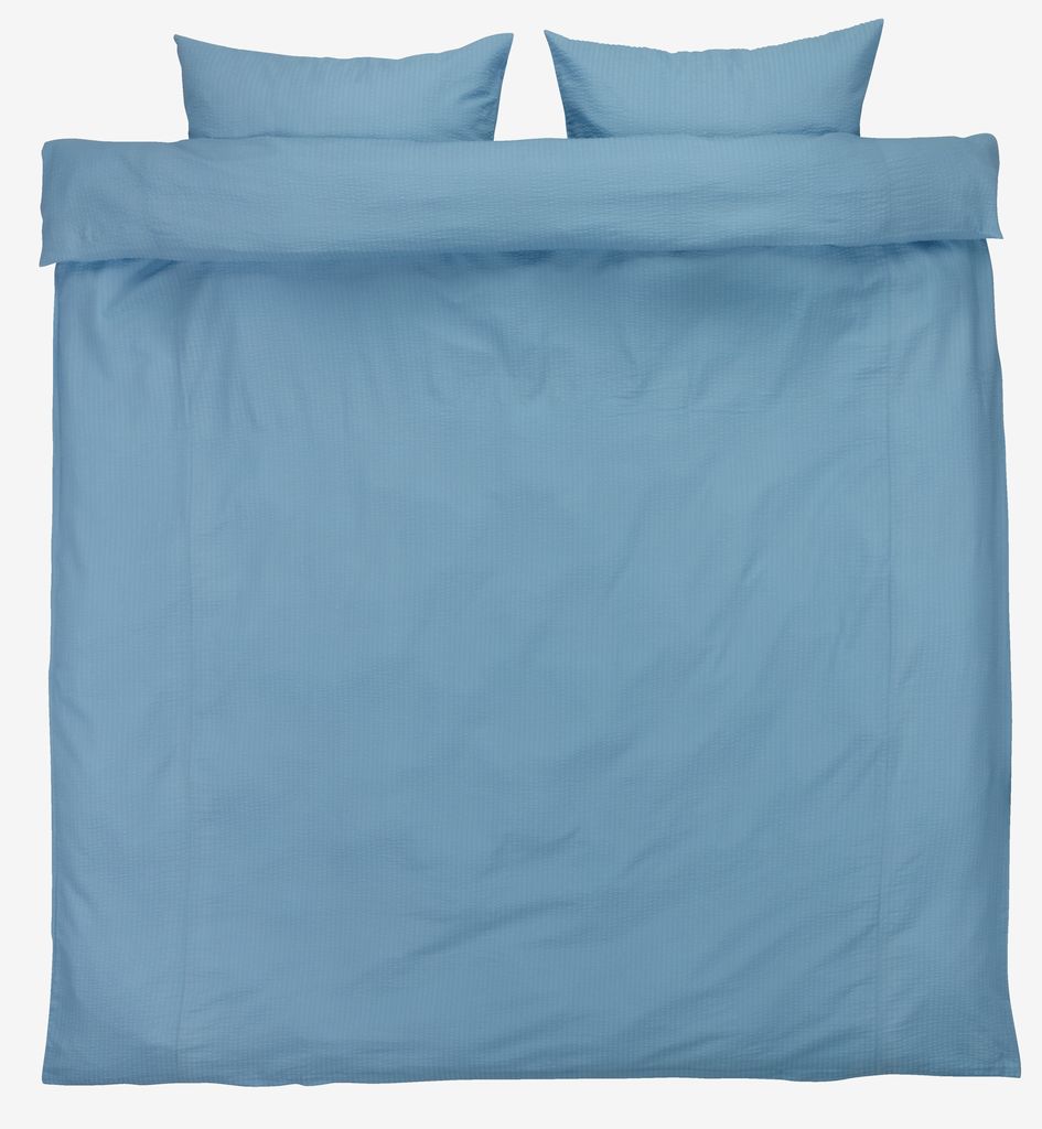 Seersucker duvet cover set TINNE Double light blue - JYSK