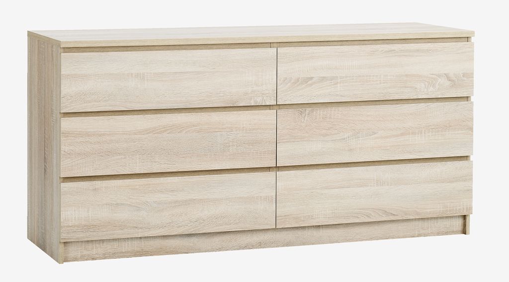 3+3 drawer chest LIMFJORDEN light oak colour - JYSK