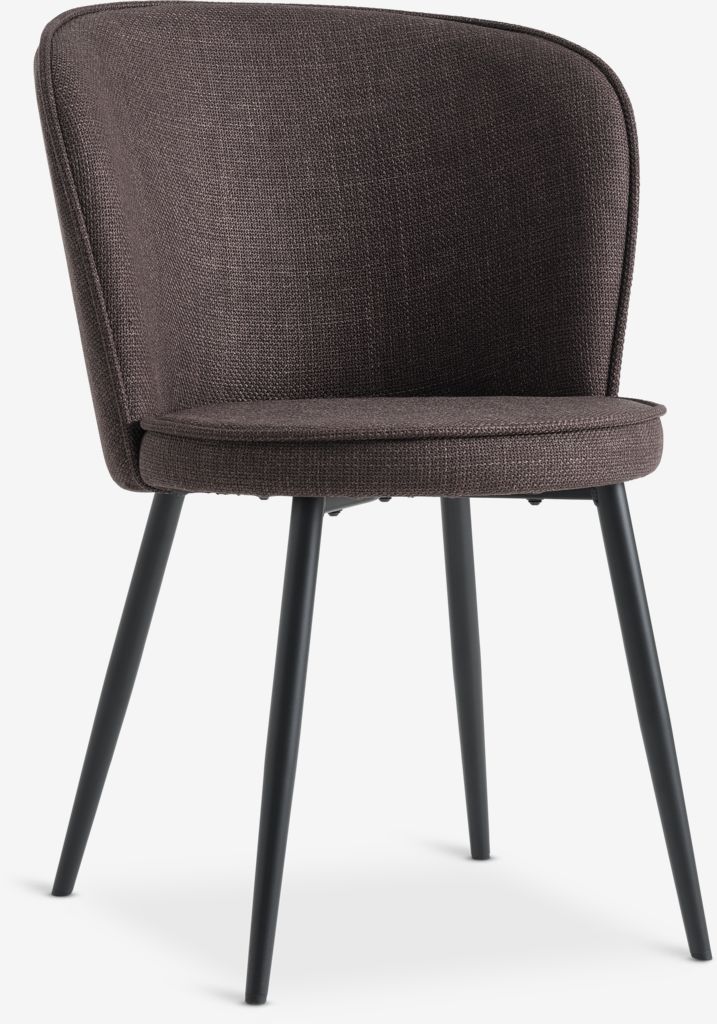 Dining chair RISSKOV dark brown fabric/black - JYSK