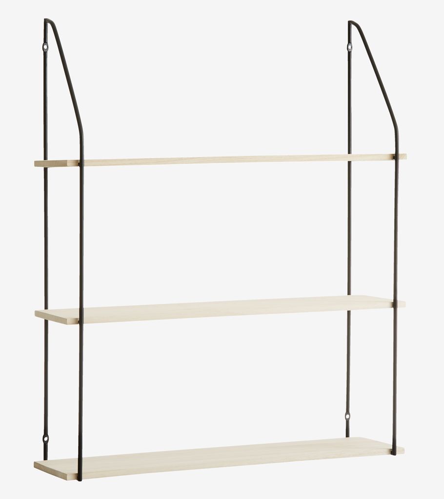 Wall shelf HEJLSMINDE 3 shelves black/natural - JYSK