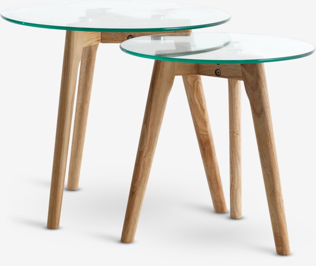 Nest of tables FALSLED D50/40 glass/oak pack of 2 - JYSK