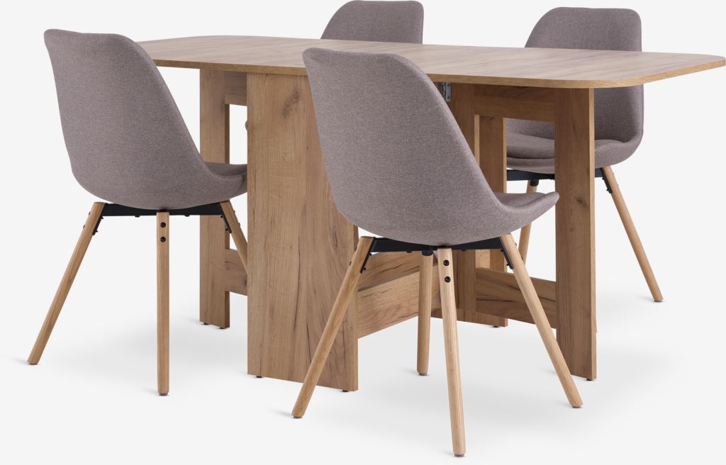 ALLING L100/163 table oak + 4 KASTRUP chairs sand - JYSK