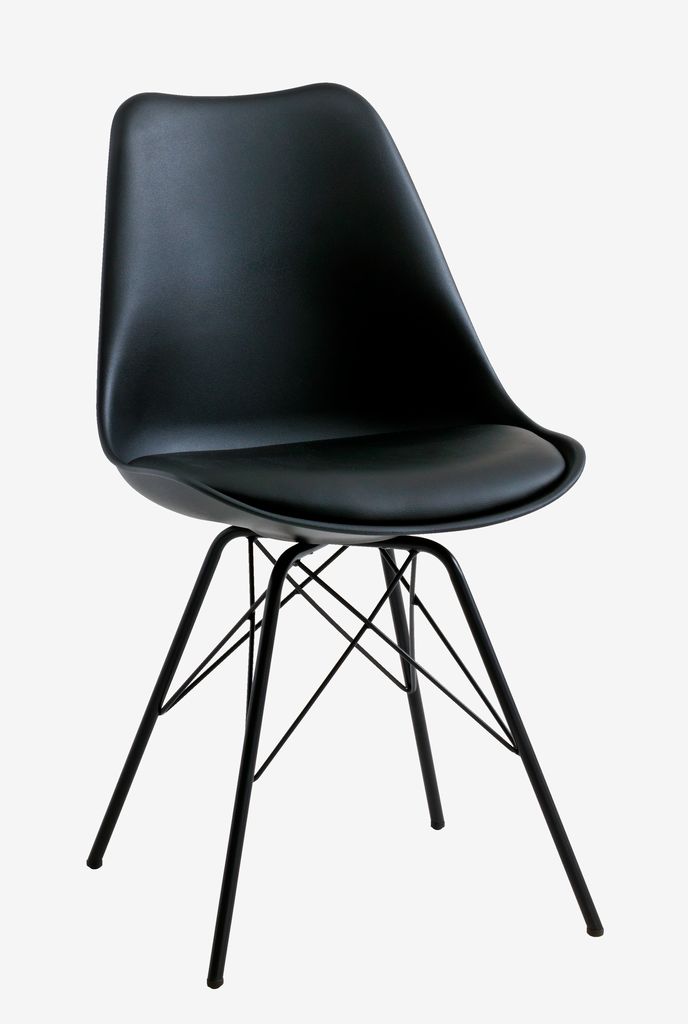 Dining chair KLARUP black faux leather/black - JYSK