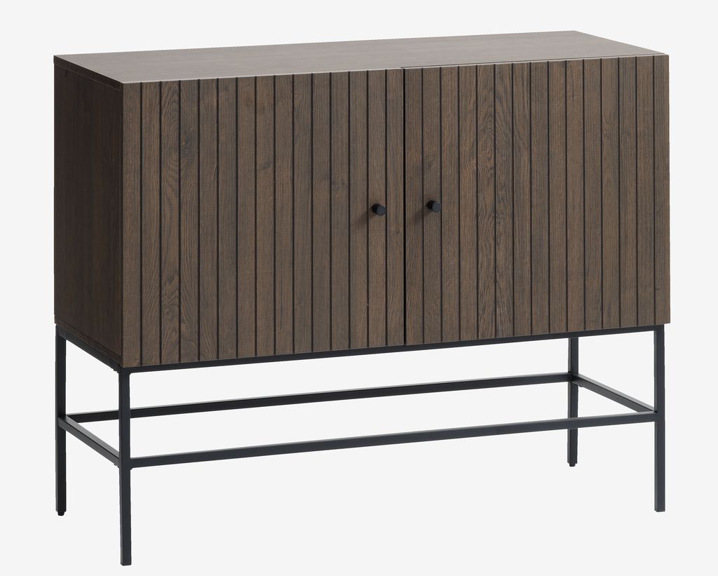 Sideboard HEMDRUP 2 doors dark oak colour/black - JYSK