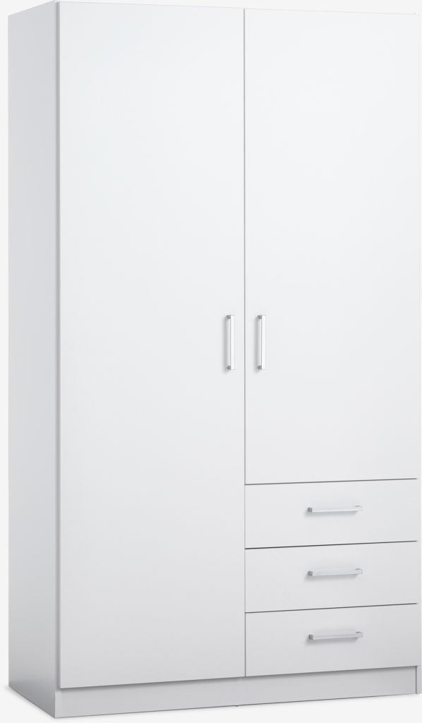 Wardrobe FANDRUP 97x176 2 doors 3 drawers white - JYSK