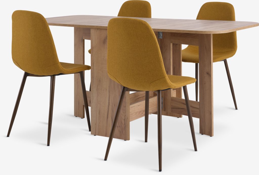 ALLING L100/163 table oak + 4 JONSTRUP chairs curry - JYSK