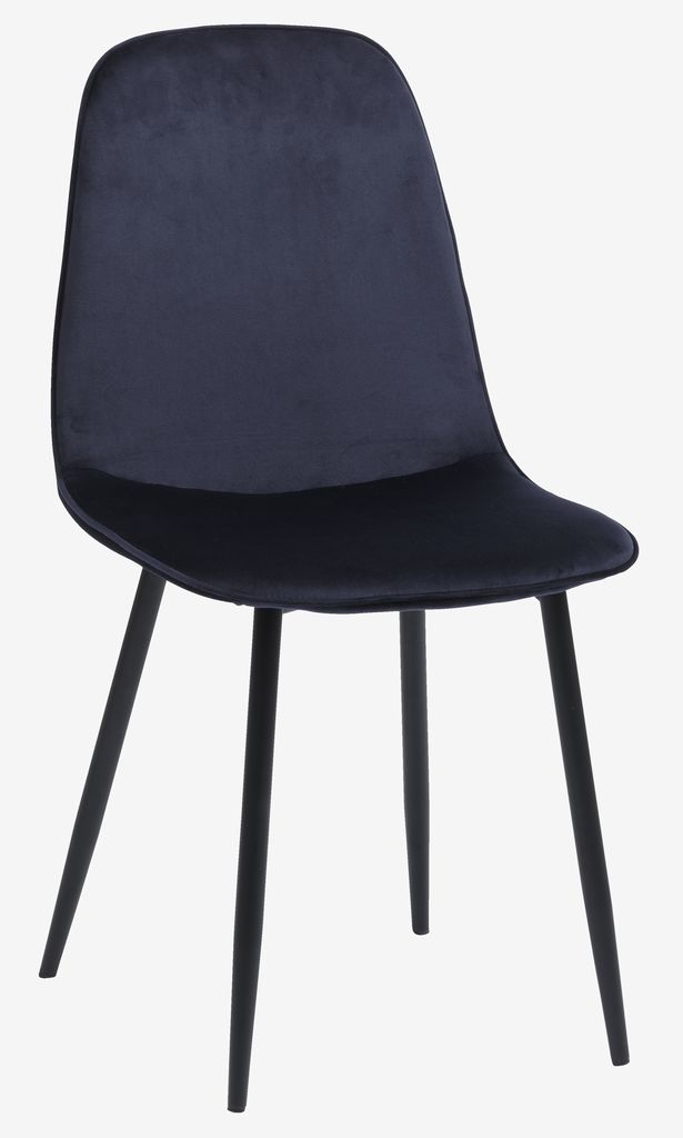 Dining chair BISTRUP velvet dark blue/black - JYSK