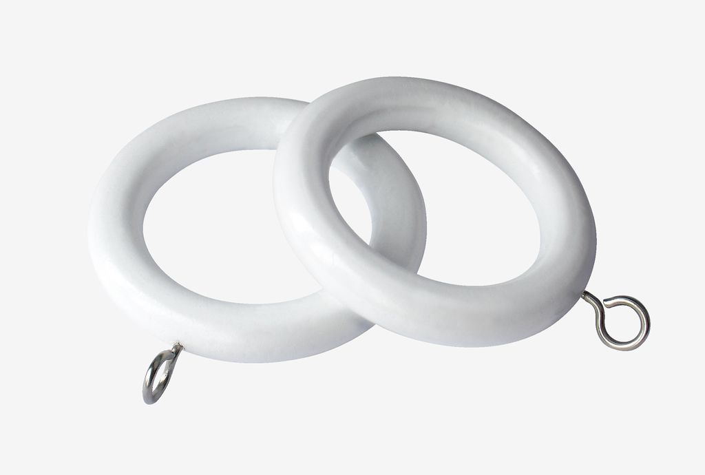 Curtain rings 28mm pack of 6 wood white - JYSK