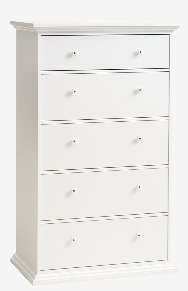 5 drawer chest FREDENSBORG white - JYSK