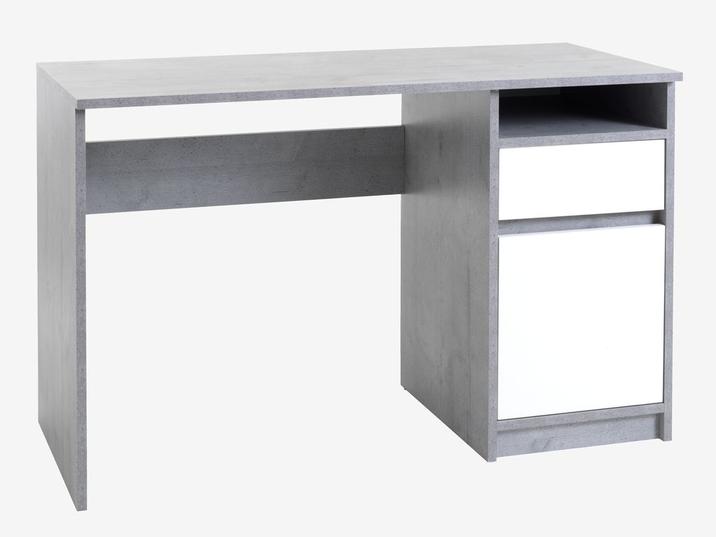 Desk BILLUND 54x120 concrete/white - JYSK
