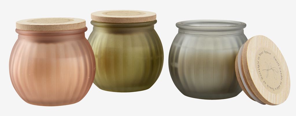 Candle JARLE D6xH6cm w/lid assorted - JYSK